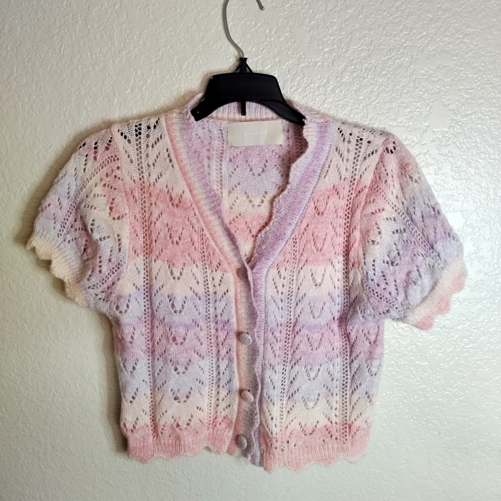 Greenwich V. Cottagecore Crochet Crop cardigan Sz M